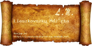 Lieszkovszky Márta névjegykártya