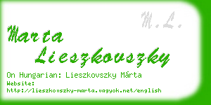 marta lieszkovszky business card